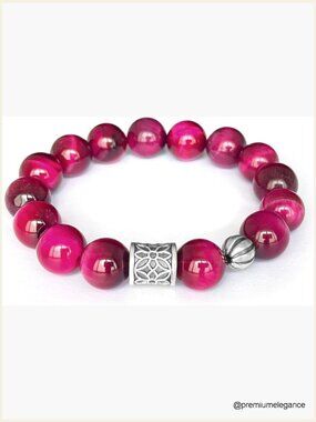 Natural Obsidian Tiger Eye Crystal Stretch Bracelet Healing Jewelry Unisex Gift